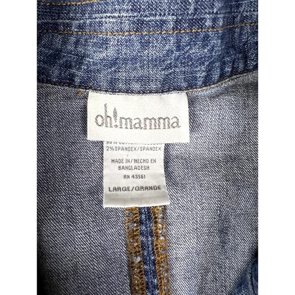 Oh! Mamma Maternity Jean Jacket Women's Size Large Pregnancy Cowgirl Fall Cozy - Picture 7 of 9
